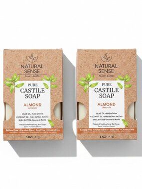 3/$15 💥🆕 Natural Sense Pure Castile 5oz Soap | Qty of 2 | Almond Scent | 1400